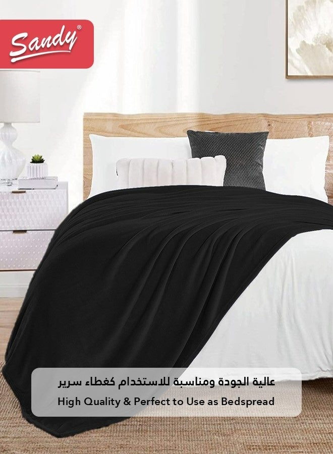 Sandy Lightweight Bedding Blanket, Single Size 220 x 170 cm, High Quality and Super Soft All Season Fleece Blanket, Optimal for Bed, Sofa, Couch and Home Decorations, Black - Image 4